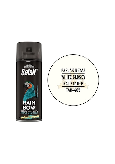 Selsil Rainbow Akrilik Sprey Boya Parlak Beyaz 400 Ml - Ral9010