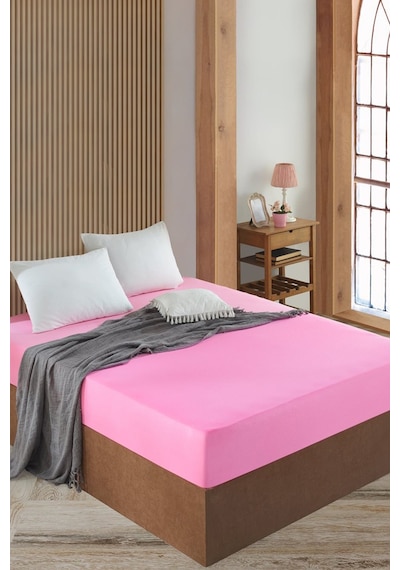 Lionas Lastiksiz Dokuma Düz Renk Çarşaf160x240 Pembe