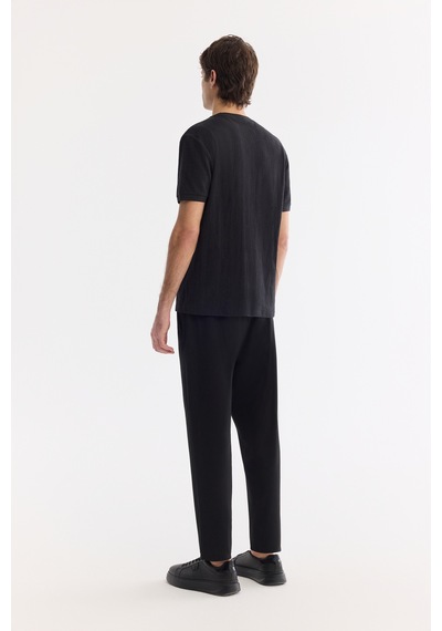 Avva Erkek Siyah Bisiklet Yaka Pamuklu Elastan Regular Fit T-shirt A61y1023