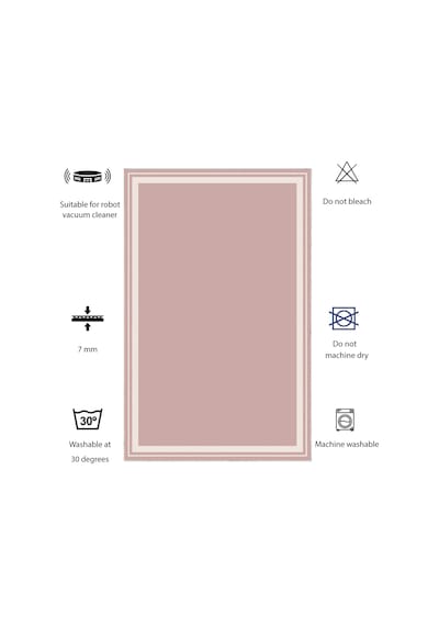Dijital Kaymaz Yıkanabilir Mutfak Banyo Salon Paspas Halısı Trend Modern Al4007 Pembe