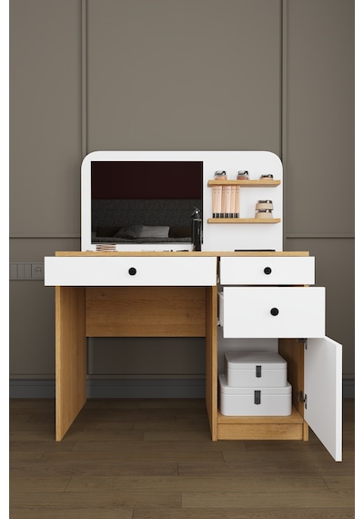 Modern Çekmeceli Aynalı Makyaj Masası %100 Mdf Takı Düzenleyici Dolap Mam02 Beyaz - Karına Modern Çekmeceli Aynalı Makyaj Masası %100 Mdf Takı Düzenleyici Dolap Mam02 Beyaz - Karına