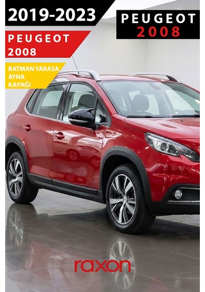 Peugeot 2008 2019 2023 Batman & Yarasa Ayna Kapağı Parlak Piano Black Sport