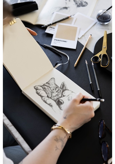 21x15 Cm Sert Kapak 80 Yaprak 140 Gr. Eskiz Defteri - Sketch Book - Bordo