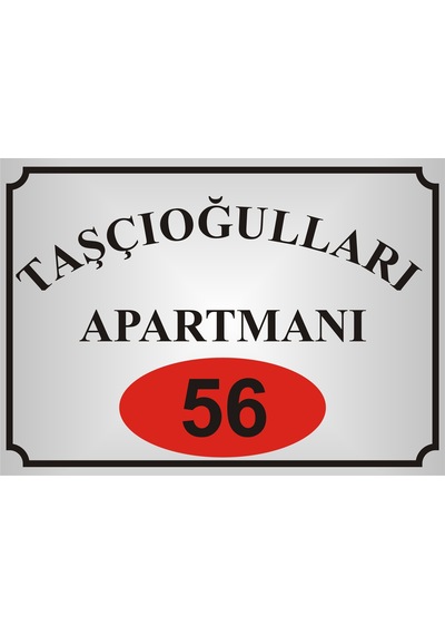 Model11 Apartman İsim Tabelası Aliminyum AYNALI Gümüş  Metal Levha