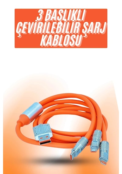 Zenvia Çoklu Şarj Kablosu Usb Type-c İos Uyumlu 120w Hızlı Şarj Kablosu Znv2026 25841438