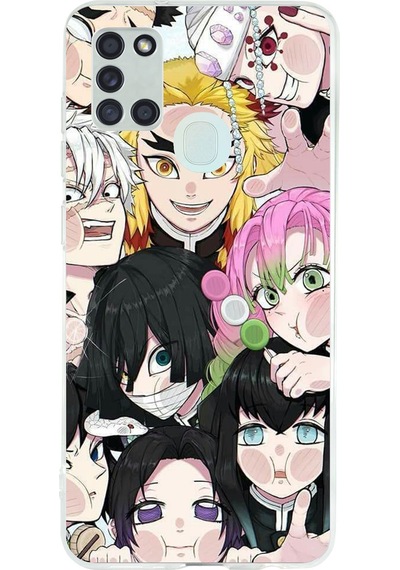 Samsung Galaxy A21s Uyumlu Demon Slayer Manga Baskılı Silikon Kılıf Renkli