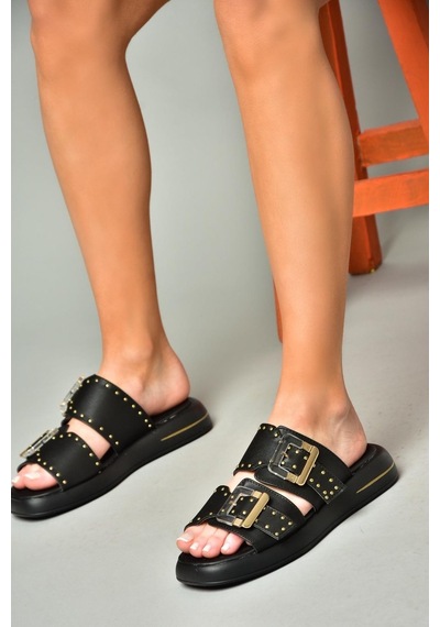 Fox Shoes S518106509 Siyah Kadın Terlik Siyah