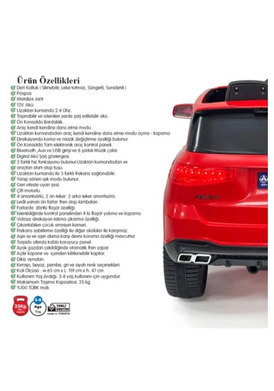Miracle 12v Uzaktan Kumandalı Akülü Araba Suv Model Çocuk Arabası Kırmızı