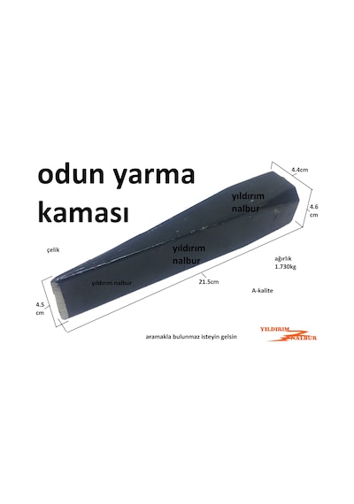 Odun Yarma Kaması Çelik Odun Kesme Kırma Parçalama Keskisi Çivi
