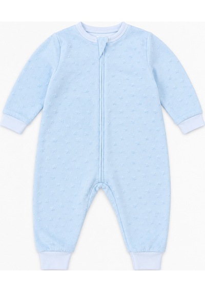 Babyhola 1.5 Tog Gül Ve Yıldız Desenli Kadife Uzun Kollu Bebek Uyku Tulumu 2710 Mavi