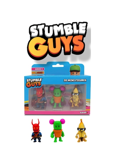 Stumble Guys 3'lü Mini Figür Seri 4 - Onıjutsu - Pokey Stabbins - Golden Banana