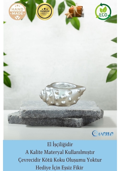Mumluk Şamdan Tealight Mum Uyumlu Deniz Kabuğu Model - Gümüş