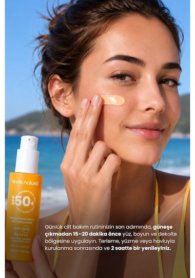 Bade Natural Ton Eşitleyici Renkli Yüz Güneş Kremi SPF50+ 30 ML