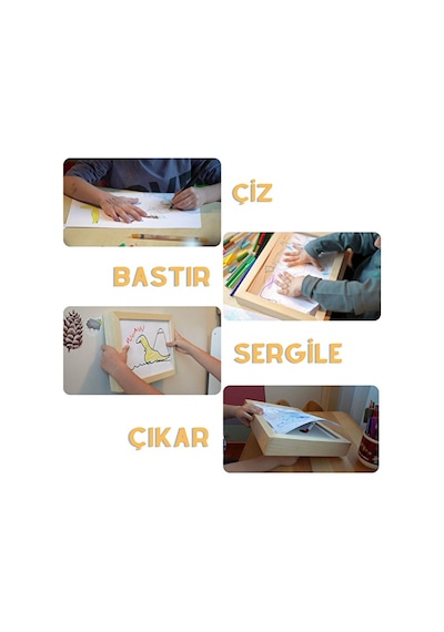 2 Adet Myminibaby Artbox Ahşap Resim Etkinlik Çerçevesi 33x24,5x3,5 Cm Çok Renkli