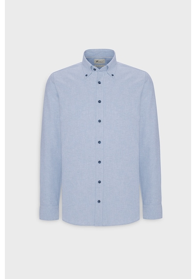 Ac&co Erkek Acık Mavı Slim Fit Dar Kesim Düğmeli Yaka Pamuklu Oxford Gömlek