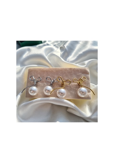 Pearl Ribbon Elegance Küpe Gümüş