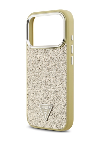 Apple Uyumlu iPhone 17 Pro Kılıf Guess Lisanslı M-safeli Metal Kamera Çerçeveli Üçgen Logolu Glitter Gold Gold