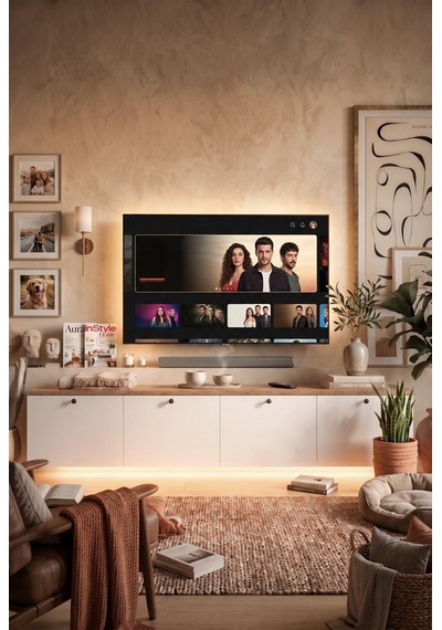 Alaska Led Işıklı Tv Ünitesi Sehpası 4 Kapaklı Duvara Monte 180cm Sepet-beyaz