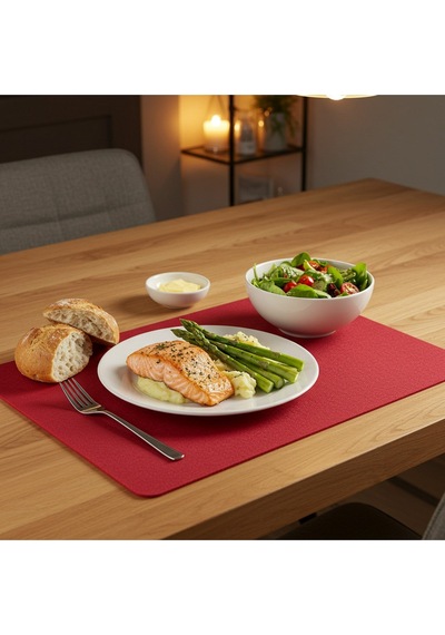 2 Adet Keçe Amerikan Servis Supla 33x44 Cm Kırmızı