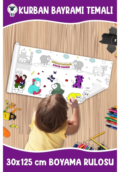 Melolisa Kurban Bayramı Temalı Boyama Rulosu 30x125 Cm