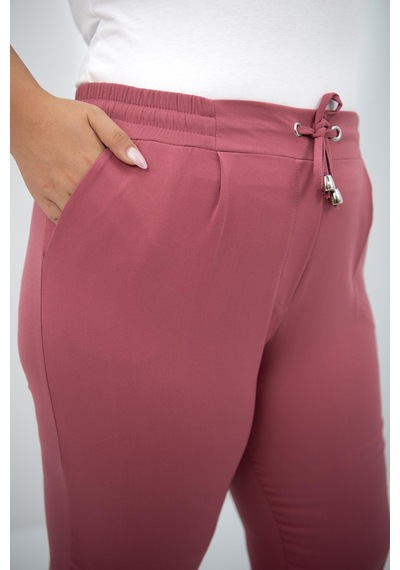 Kadın Büyük Beden Yüksek Bel Dökümlü Pantolon 6201-25 001