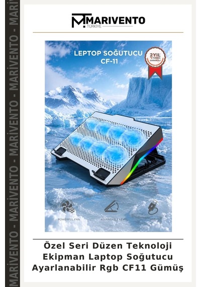 Özel Seri Düzen Teknoloji Ekipman Laptop Soğutucu Ayarlanabilir Rgb Cf11 Gümüş
