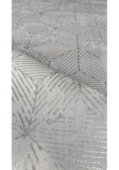 Denf Home Krem Açık Gri Saten Bambu İnce Sık Dokuma Parlak Yüzey Kaymaz Özel Kesme Salon Koridor Halı Yolluk Krem.a.gri