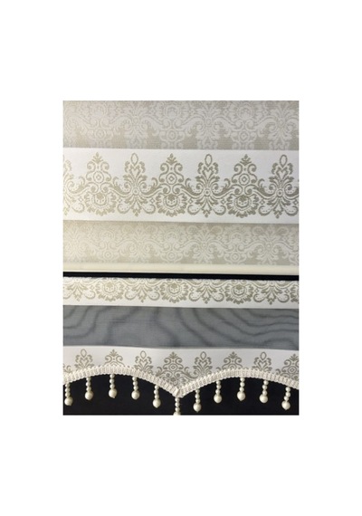 Sim Detaylı Boncuklu Osmanlı Desen Zebra Stor Perde Krem Renktir Krem - 97205366 Krem