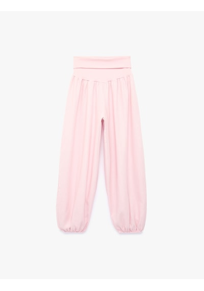 Koton Rahat Kalıp Yüksek Bel Keten Şalvar Pantolon Pembe 6sal40151ıw Gül