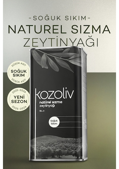 Kozoliv Soğuk Sıkım Naturel Sızma Zeytinyağı Teneke 5 L