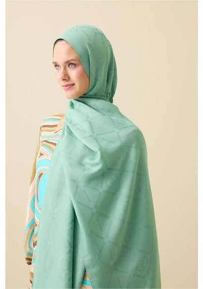Imannoor İman I Baklava Mint Yeşili Ramy Jakar Şal 70x190 Yeşil