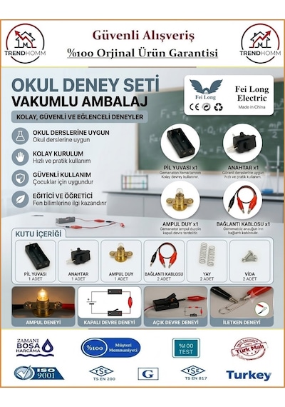 Trendhomm Okul Deney Seti - Elektrik Devre Ve Ampul Deney Seti