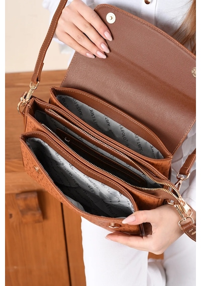 Just Polo Kadın Baskı Detaylı Büyük Boy El Ve Omuz Çantası Taba 66355088