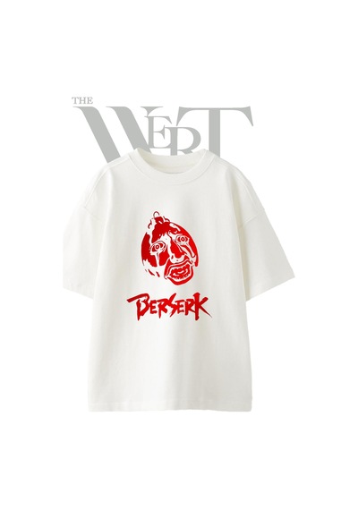 Thewert Berserk Behelit Tasarım Baskılı Ünisex Beyaz Oversize T-shirt