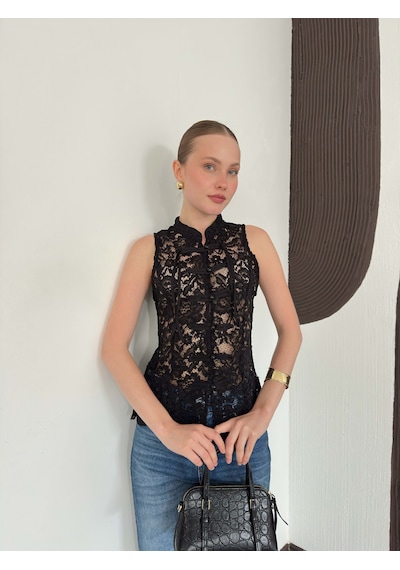 Verymoda Dantel Yelek D3047 Siyah