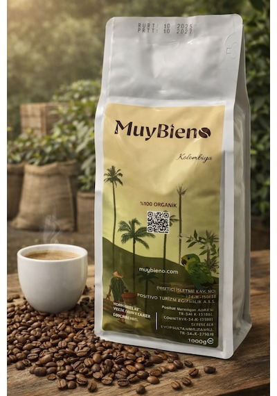 Kolombiya Medellin Supremo 1000 Gr. Çekirdek Kahve %100 Arabica
