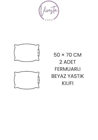 2 Li Lila Yastık Kılıfı Seti 50x70 Cm Yumuşak Dokulu, Şık Ve Dayanıklı Kumaş Beyaz
