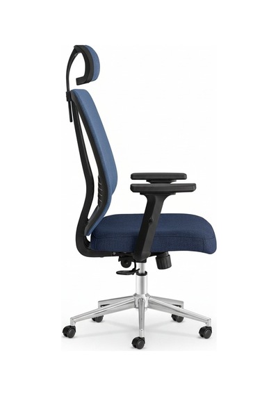 Upstyle Poyraz Başlıklı Fileli Ergonomik Çalışma Koltuğu Mavi Krom Koltuk 66 125 65 Cm