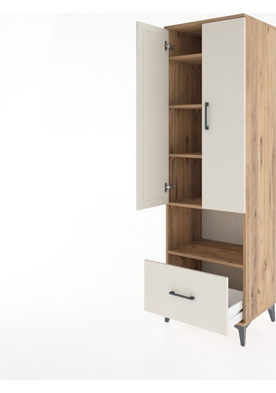 Hyperion Dolap 5 Raflı Tek Çekmeceli 2 Kapaklı 60x44x195 Çam-aytaşı Atlas Çam