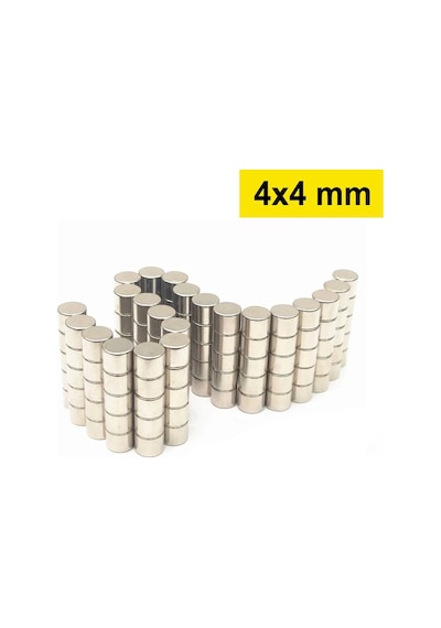 20 Adet 4x4 Mm Yuvarlak Neodyum Mıknatıs N35 Güçlü Magnet Nikel Kaplama