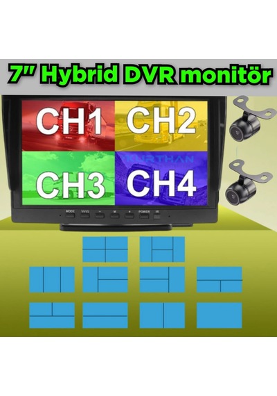2 Adet Kelebek Kamera Ve 7 İnç Dvr Monitör 12 Volt 256 Gb