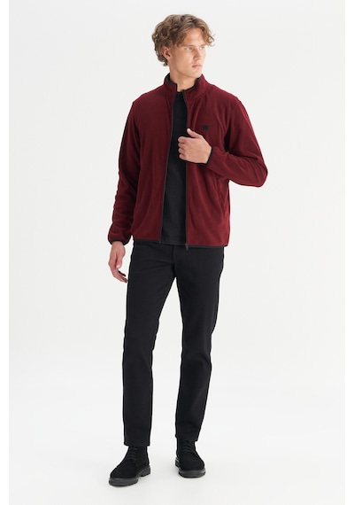 Wrangler Regular Fit Normal Kesim Dik Yaka Fermuarlı Bordo Polar Ceket Wine