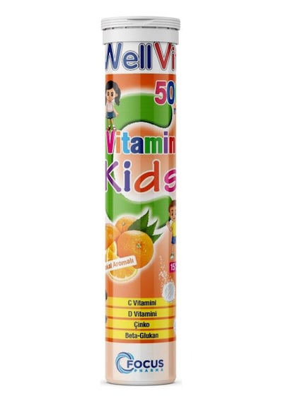 Wellvit Kids Vitamin C Çinko Ve Vitamin D3 20 Efervesan Tablet