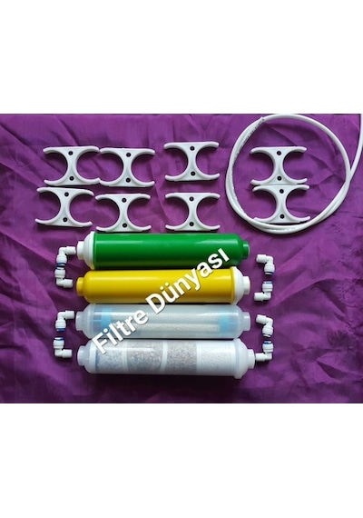 AQUA FLY Su ArıtmaCihazı Filtresi 6-7-8-9 Aşama Alkali Mineral 4Lü Set ( Bağlantı Kitli )