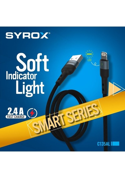 Syrox C135al Usb-a To Lightning 2.4a Örgü Kablo