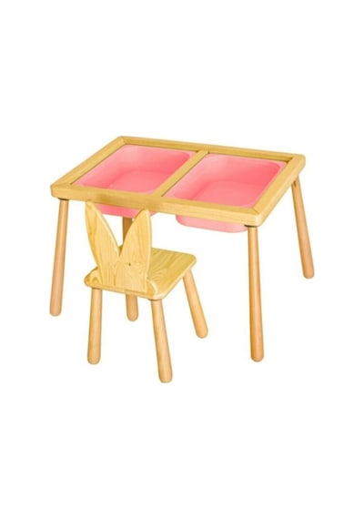 Woodnjoy Duyusal Oyun Masası + 1 Sandalye Pembe