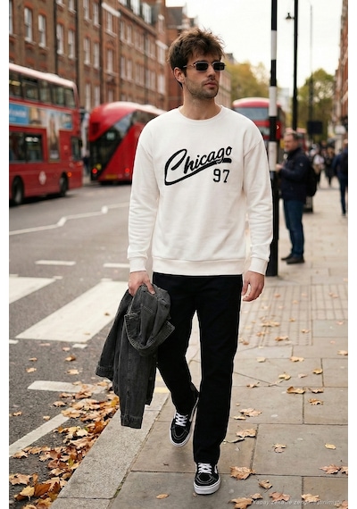 Buratti Pamuk Karışımlı Regular Fit Bisiklet Yaka Erkek Sweat 5905468S Ekru