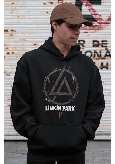 Sevbano Rock Metal Müzik Grubu Linkin Park Baskılı Unisex Oversize Hoodie Siyah