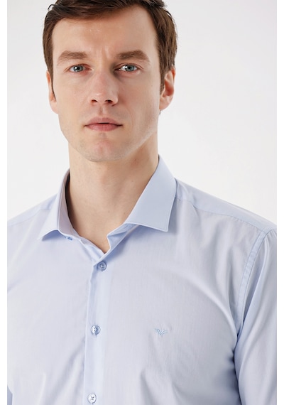 MORVEN  Erkek A. MAVİ Basic Slim Fit Gömlek Çok Renkli