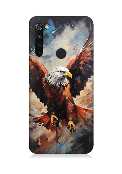 Xiaomi Redmi Note 8 Uyumlu Beyaz Başlı Siyah Kartal Desenli Silikon Kılıf